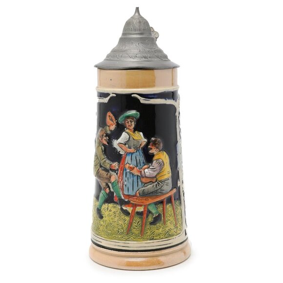 Vintage Western Germany Beer Stein Pewter Lid Stonewear Bavarian German Tavern - Picture 2 of 9